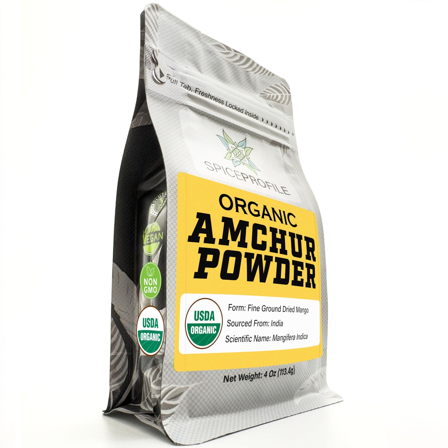 Spice Profile USDA Organic Amchur Powder, Lab Tested for Heavy Metals, Resealable 4oz Pouch, Amchur Powder, Polvo de Mango