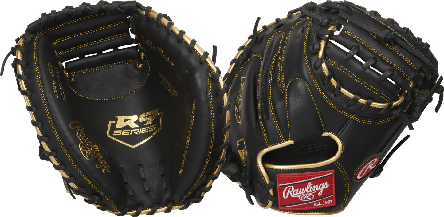 Rawlings  R9 Baseball Catchers Mitt  325 1-Piece Solid Web  Right Hand Throw