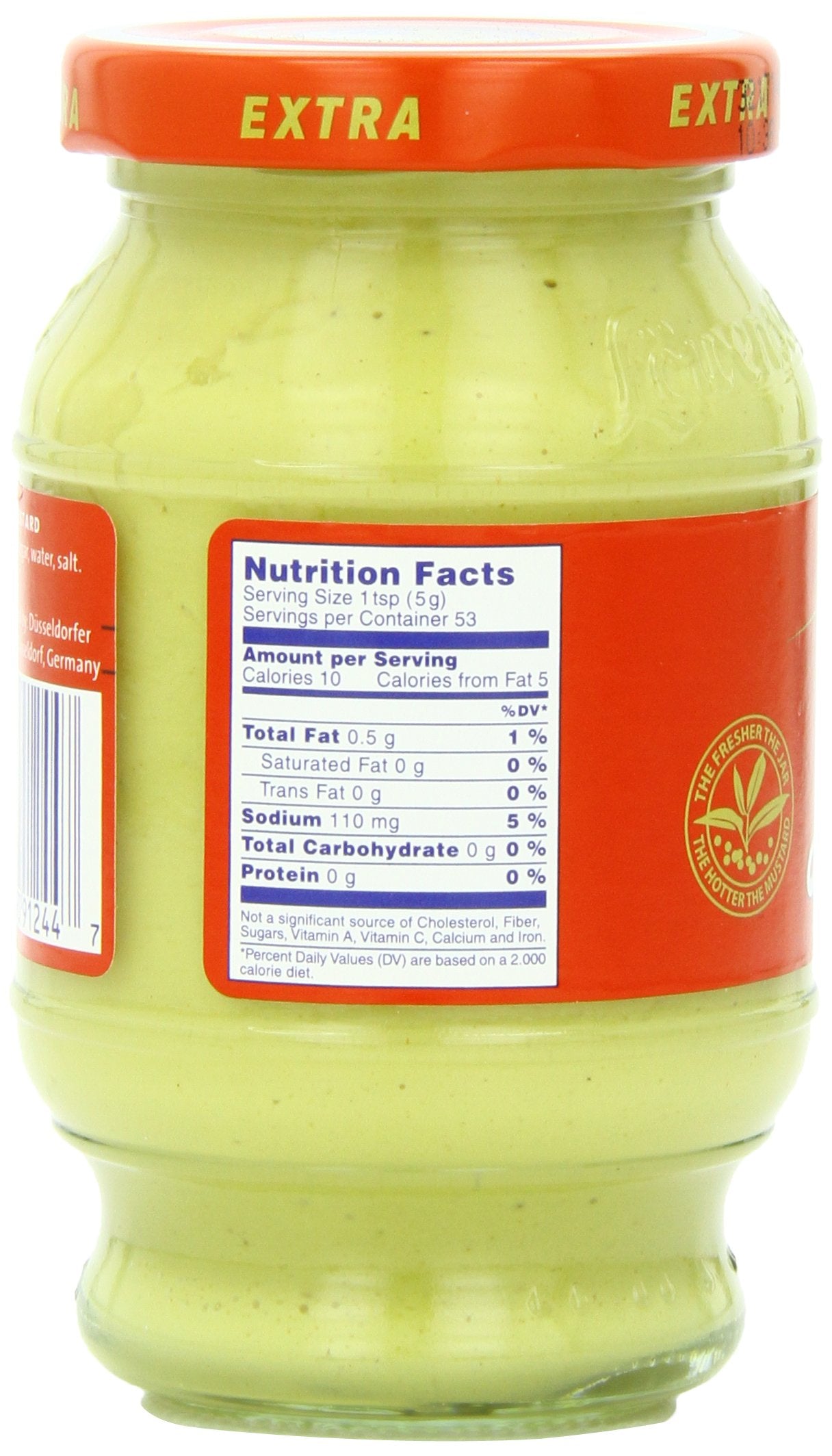 Lowensenf Mustard In Jar, Extra Hot, 9.3 Ounce