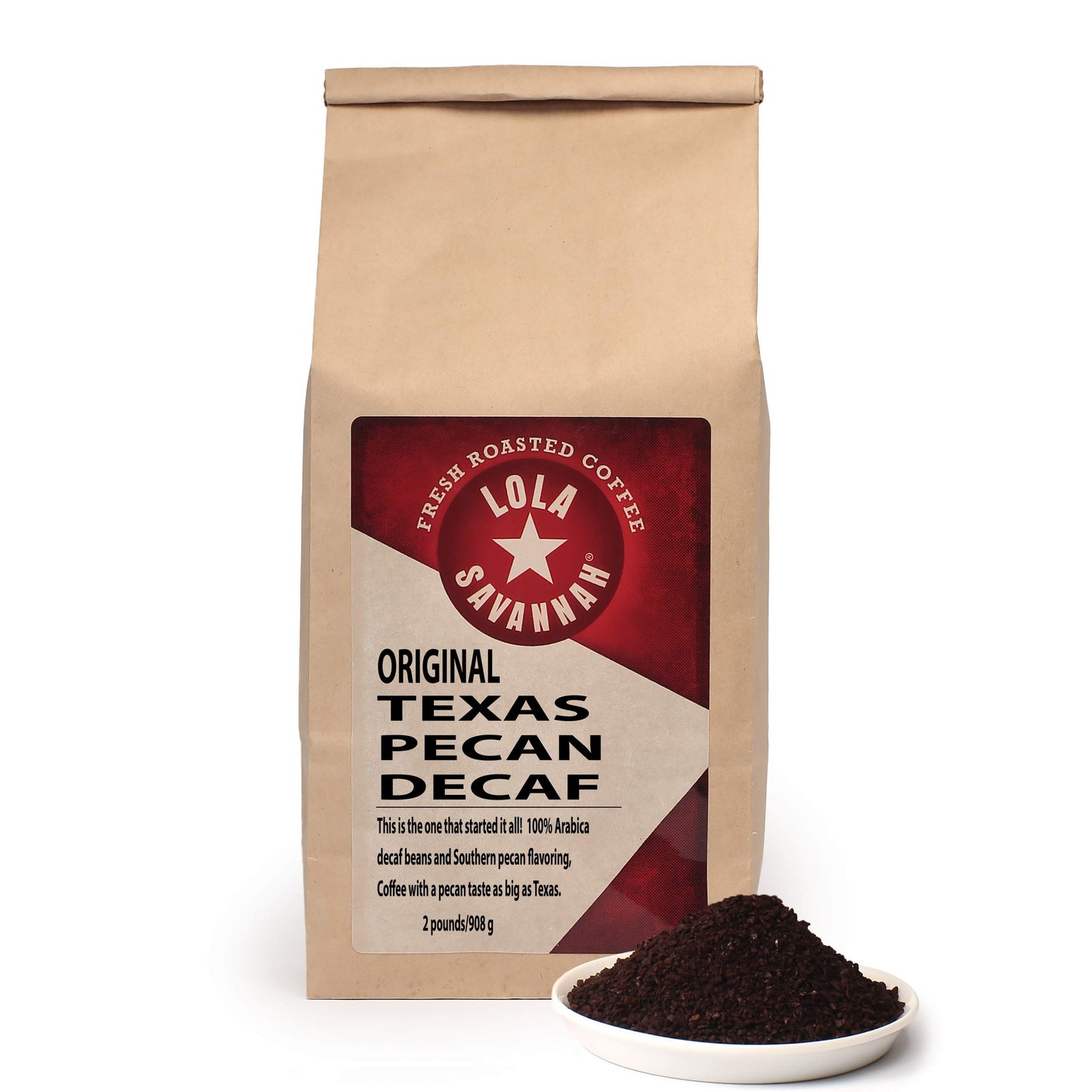 Lola Savannah Texas Pecan Ground Decaf Coffee, 2Lb, 1 Pack