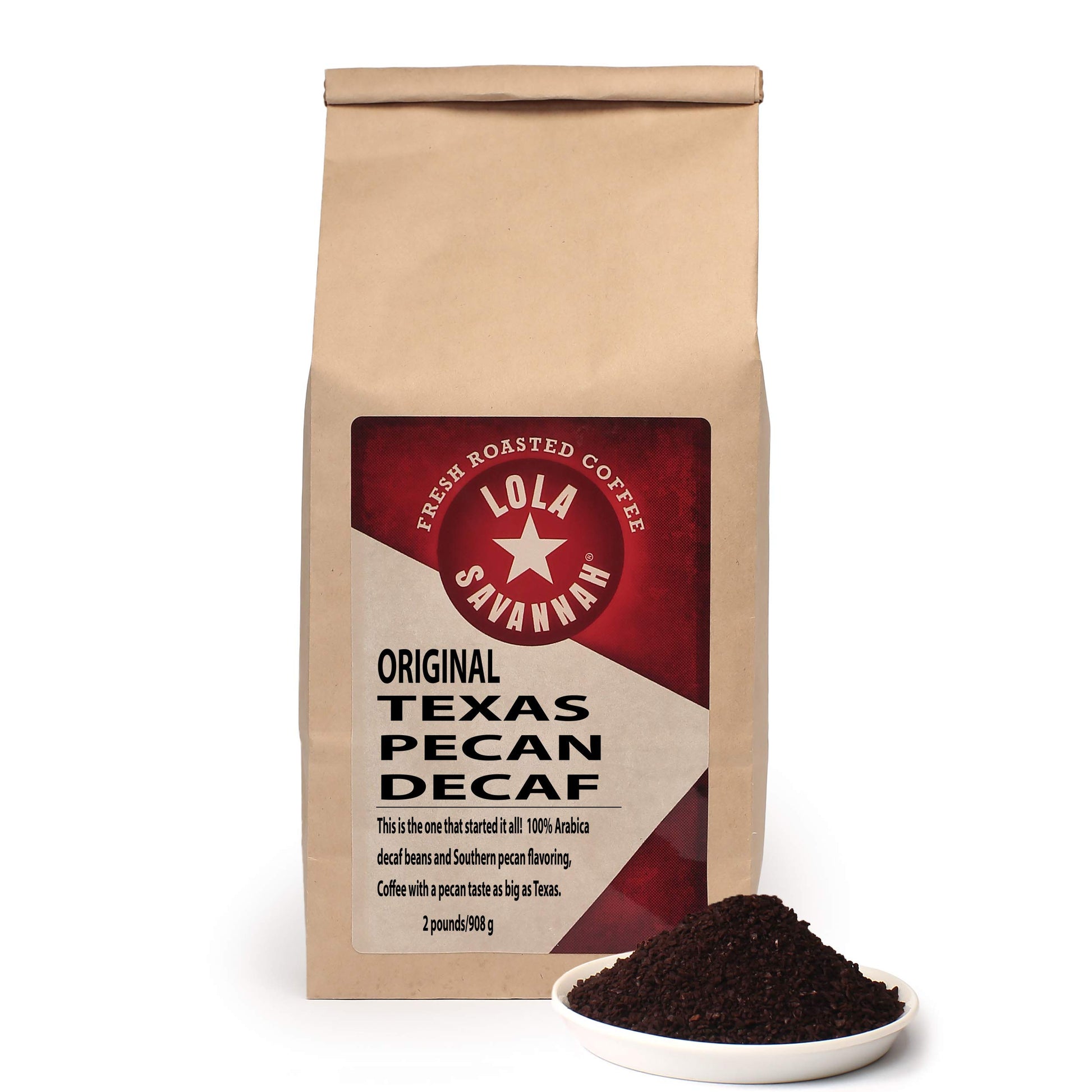 Lola Savannah Texas Pecan Ground Decaf Coffee, 2Lb, 1 Pack