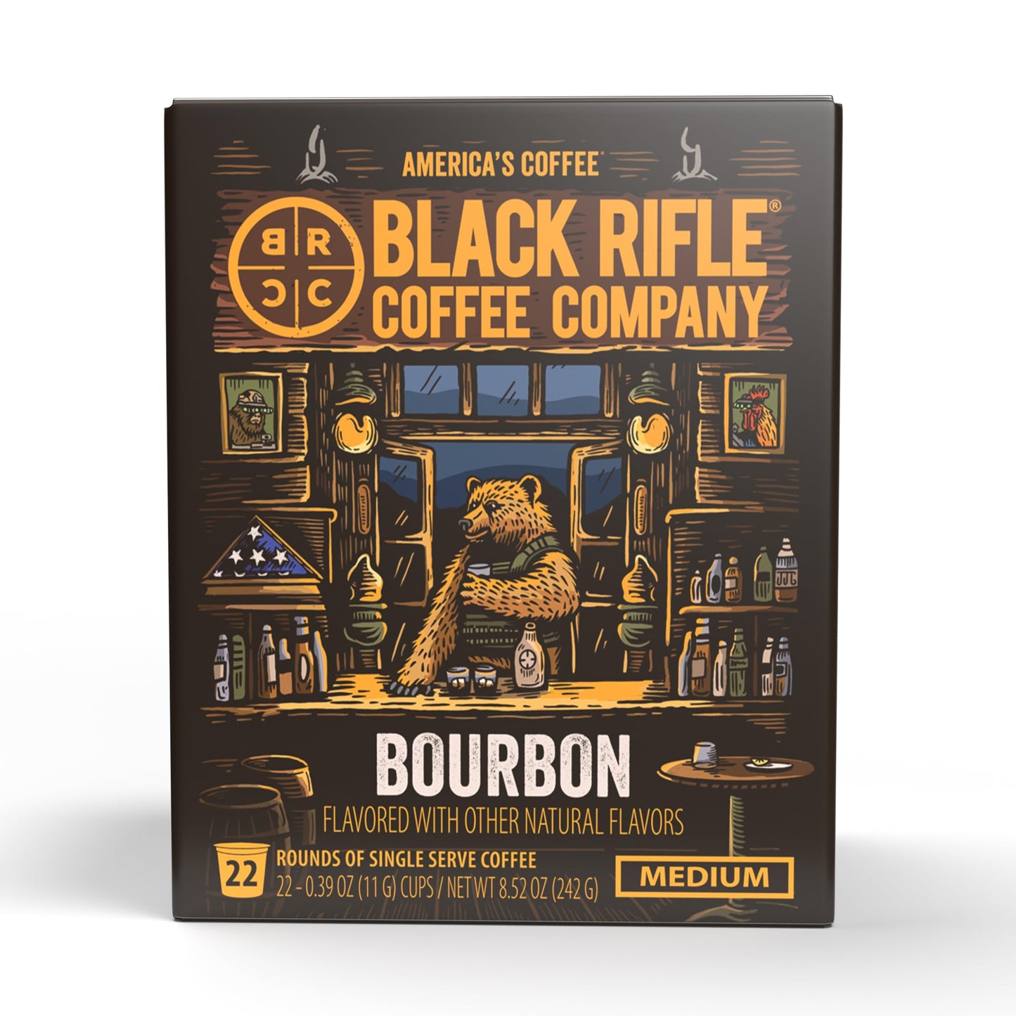 Black Rifle Coffee Company Medium Roast K Cups, 22 Count, Compatible with Keurig, Single Serve Pods