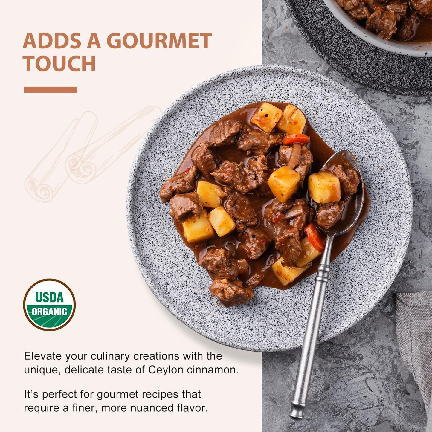 Soeos Organic Ceylon Cinnamon Powder, Pure Ground Cinnamon, 2 Ounce