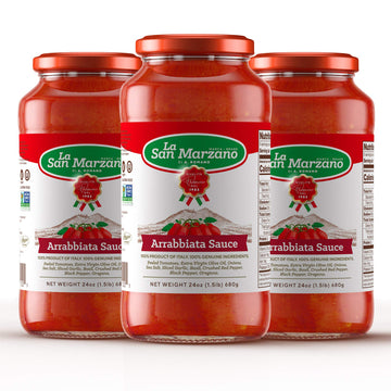 La San Marzano Arrabiata Sauce, All Natural Tomato Pasta Sauce, 24 oz, Vegan, Gluten Free, Non-GMO, Mediterranean Diet
