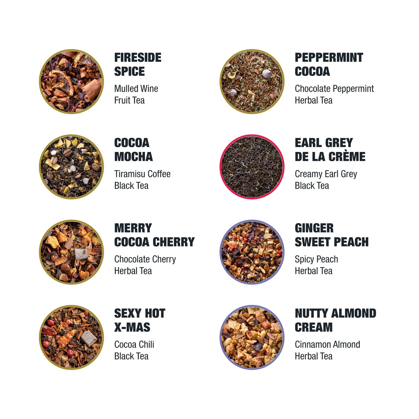Tiesta Tea - Holiday Tea Sampler Dry Flight Set  Loose Leaf  High to No Caffeine Hot & Iced  enhanced Brew Sample with Black  Herbal  Fruit & Hibiscus Blends  8 Resealable Sample Pouches