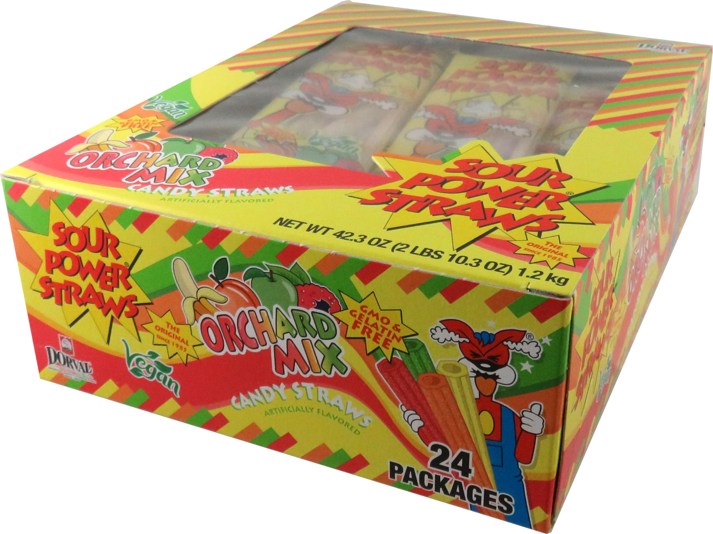 Sour Power Candy Straws, Orchard Mix, 1.75 Oz (Pack Of 24)