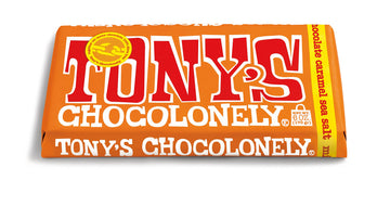 Tonys Chocolonely Milk Chocolate Caramel Sea Salt Bars, Fairtrade, 6.35 Ounce (15 Bars)