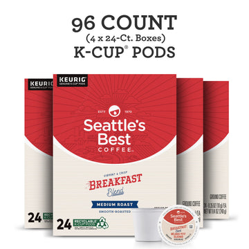 Seattles Best Coffee Medium Roast K-Cup Pods Breakfast Blend 24 Count Pack of 4 (96 Pods Total)