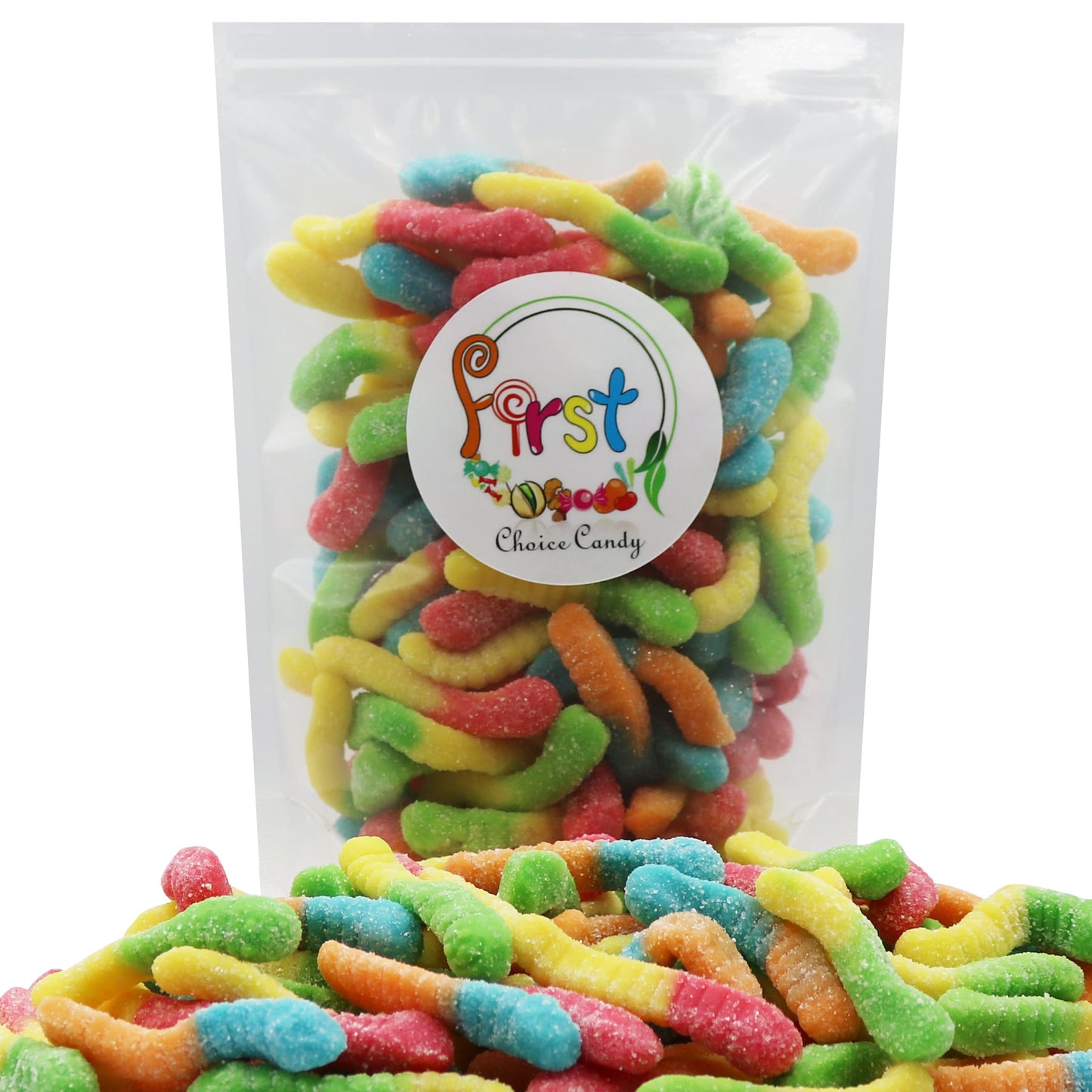 Firstchoicecandy Sour Gummy Crawlers Candy (Neon Worms, 2 Pound (Pack Of 1))