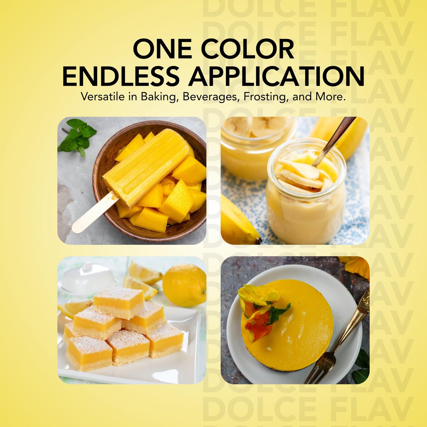 Dolce Flav Natural Yellow Food Coloring, 2 oz Water-Soluble Liquid, Plant-Based, Kosher, No Artificial Dyes