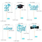 36 Pcs Class Of 2025 Graduation Cupcake Toppers, Light Blue & Black Glitter Double-Sided Grad Cap Cake Picks For Party Supplies,