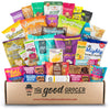 Deluxe Vegan Snacks Care Package: Delicious Vegan Jerky, Protein Bars, Cookies, Chips, Puffs, Fruit & Nuts, Healthy Gift Basket