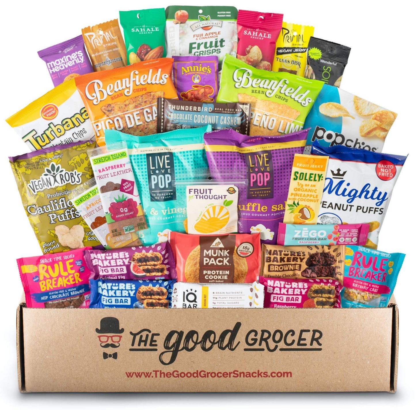 Deluxe Vegan Snacks Care Package: Delicious Vegan Jerky, Protein Bars, Cookies, Chips, Puffs, Fruit & Nuts, Healthy Gift Basket