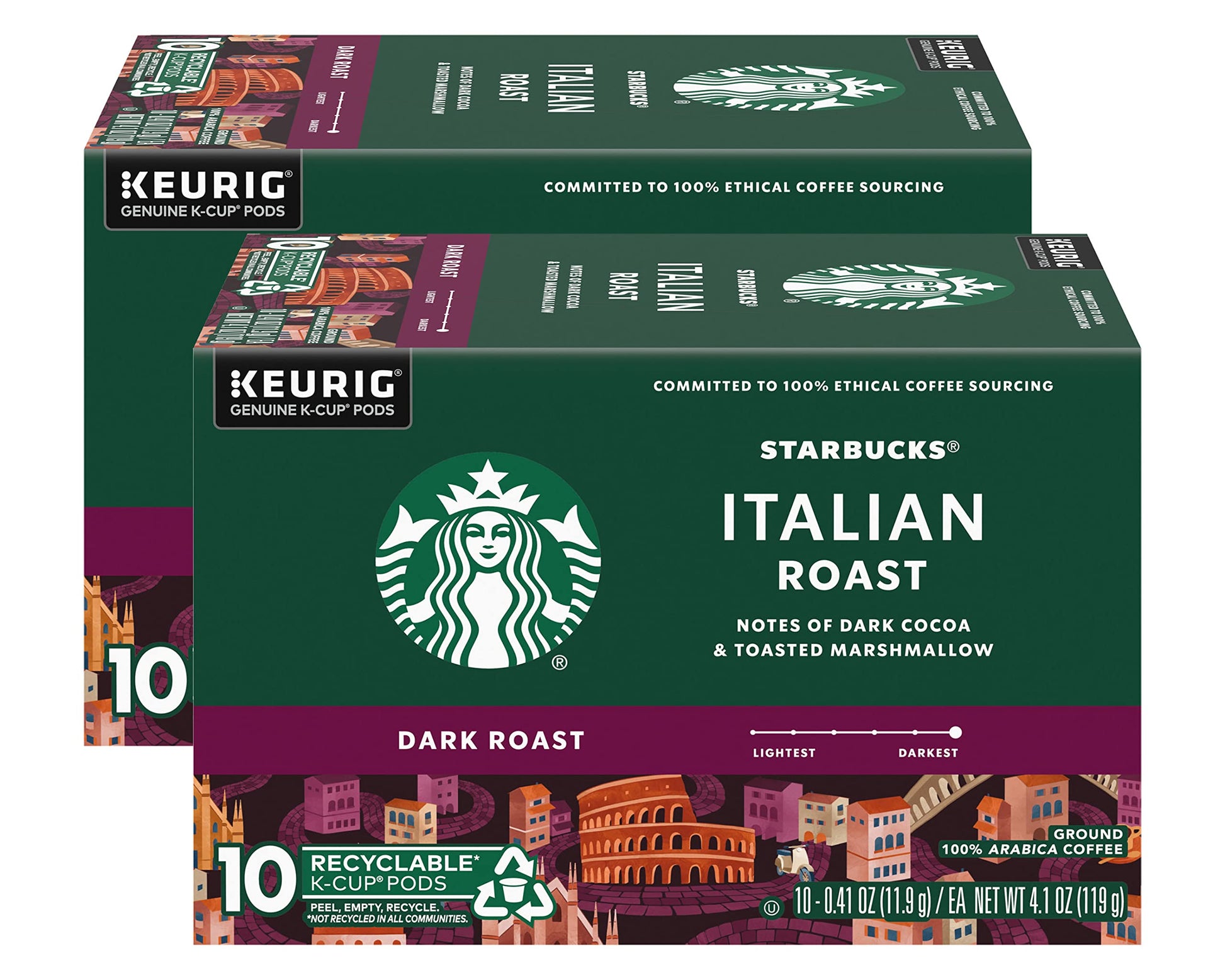 Starbucks Coffee K-Cup Pods, Italian Roast Coffee, Dark Roast, 100% Ground Arabica Coffee, Keurig Genuine K-Cup Pods, 10 CT K-Cu