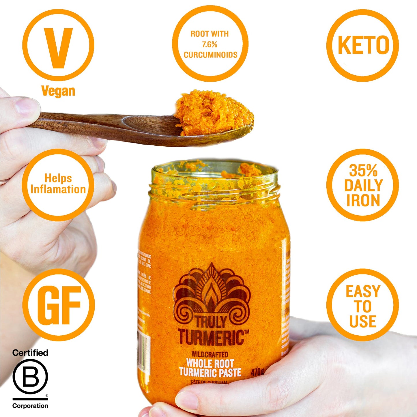 Truly Turmeric - Fresh Wildcrafted Whole Root Turmeric Paste, Non-GMO, Vegan and Keto Turmeric Spice for Cooking and Golden Milk