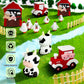 6 Pcs Farm Cake Toppers, Cartoon Animal Cake Topper Decorations For Birthday Party Baby Shower Decor (Red)