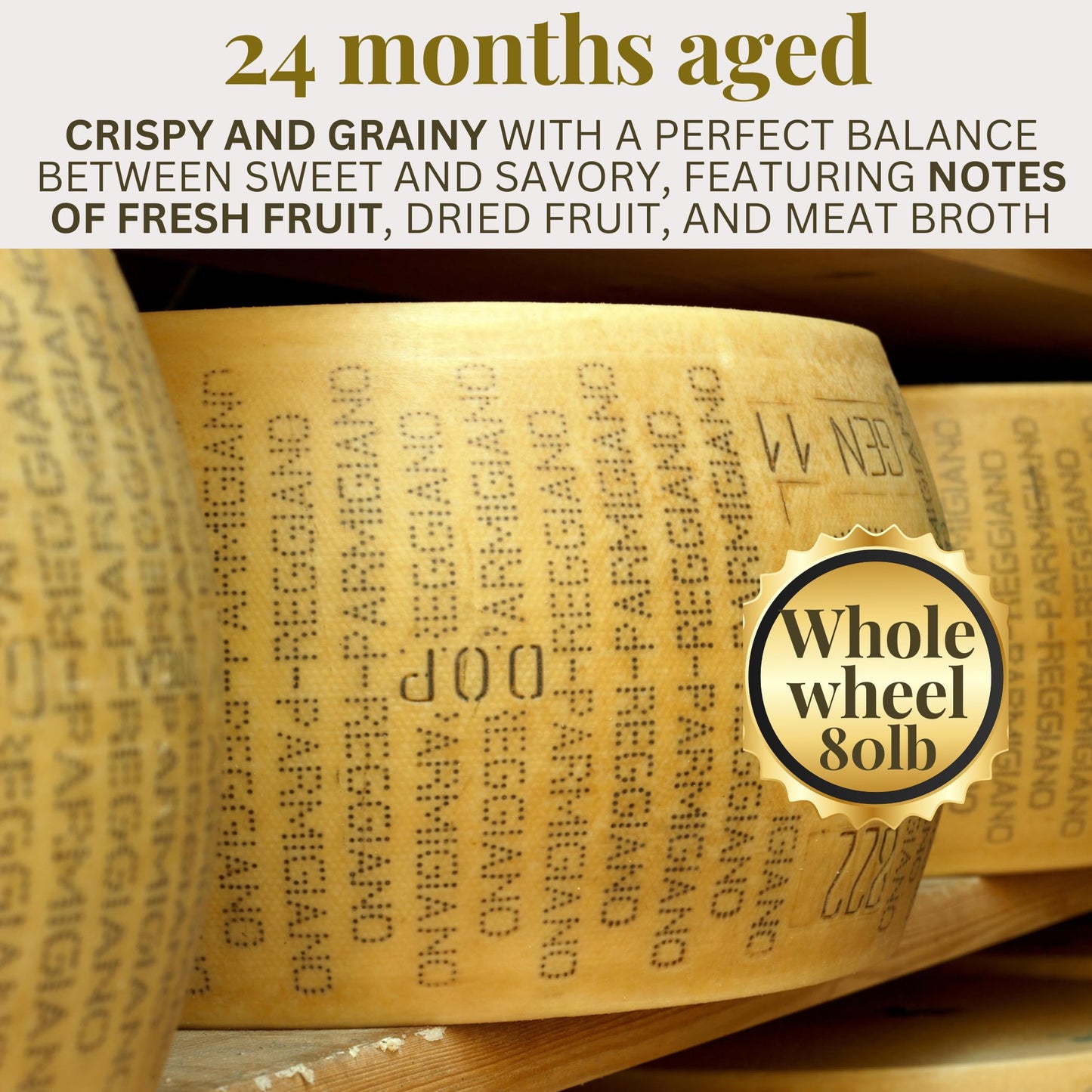 Latteria Soresina Parmesan Cheese Wheel, 80 lb, Parmigiano Reggiano, 24 Months Aged, Imported from Italy