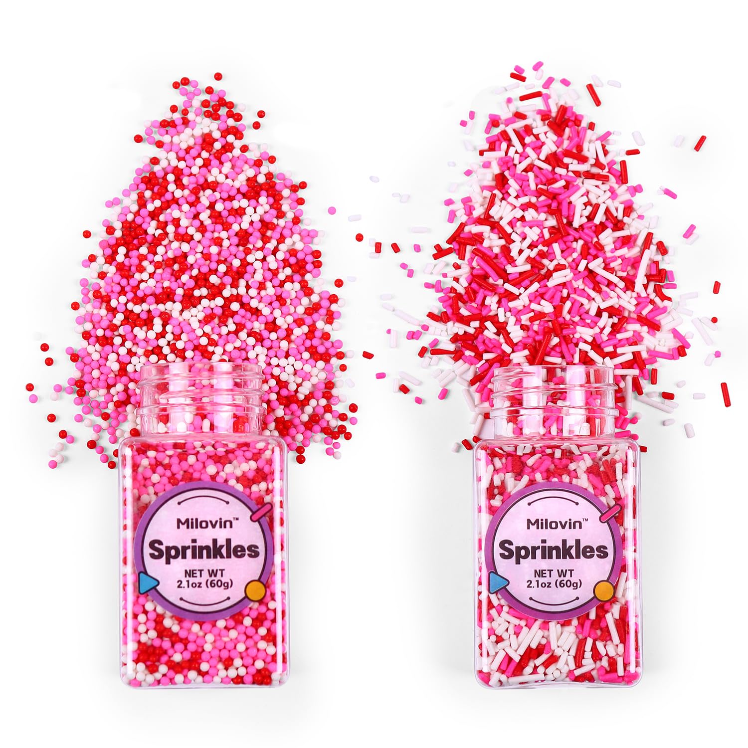 Edible Valentine Sprinkles for Baking, Valentine Jimmies Sprinkle, Nonpareils Sprinkle, White Pink and Red Sprinkles for Cookies