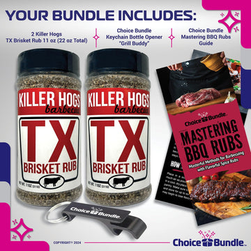 Choice Bundle reduceer Hogs TX Brisket Rub, Texas Style BBQ Seasoning, 2 Pack, 22 oz Total