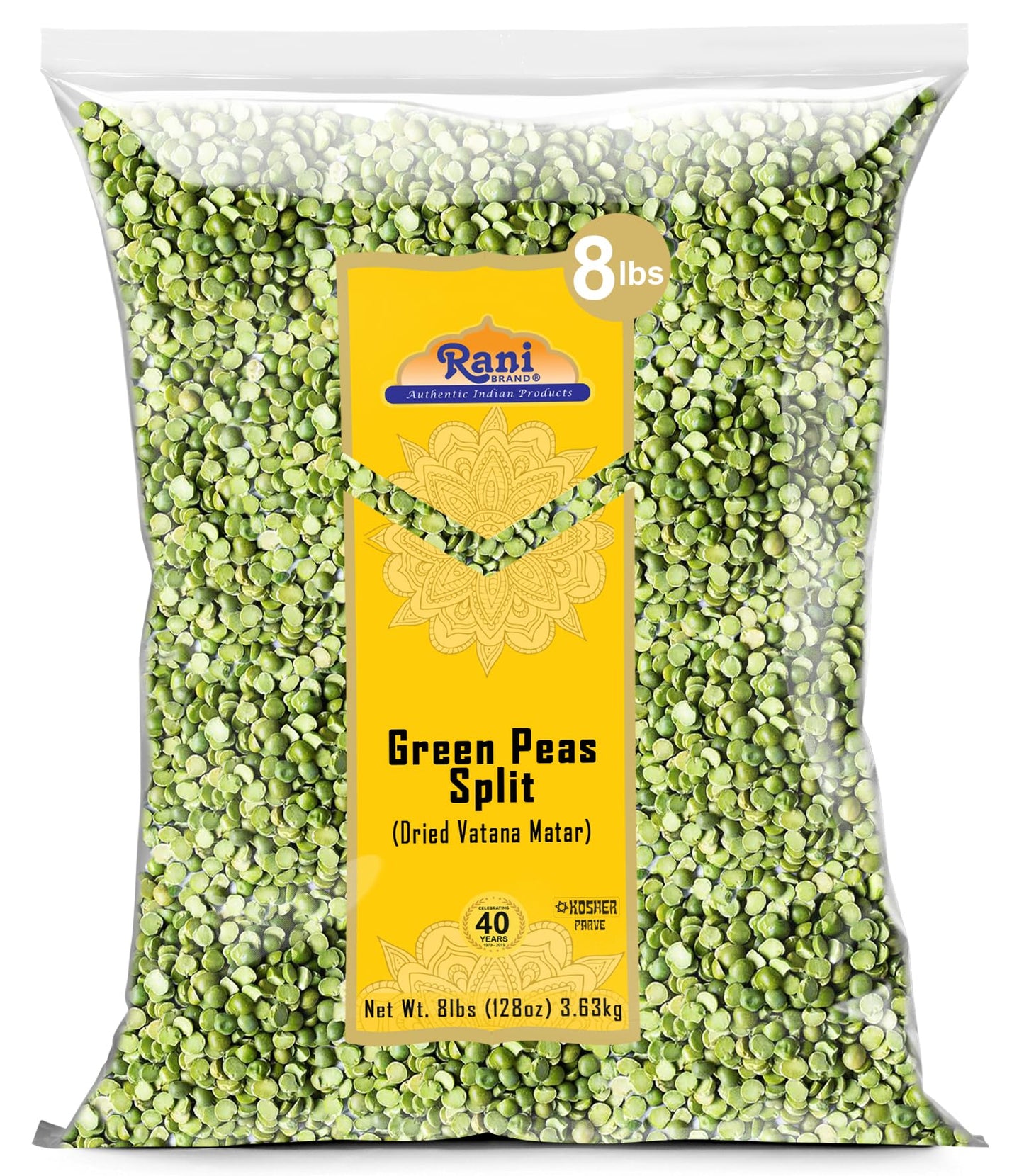 Rani Green Peas Split, Dried (Vatana, Matar) 128oz (8lbs) 3.63kg Bulk ~ All Natural | Vegan | Kosher | Gluten Friendly | Product