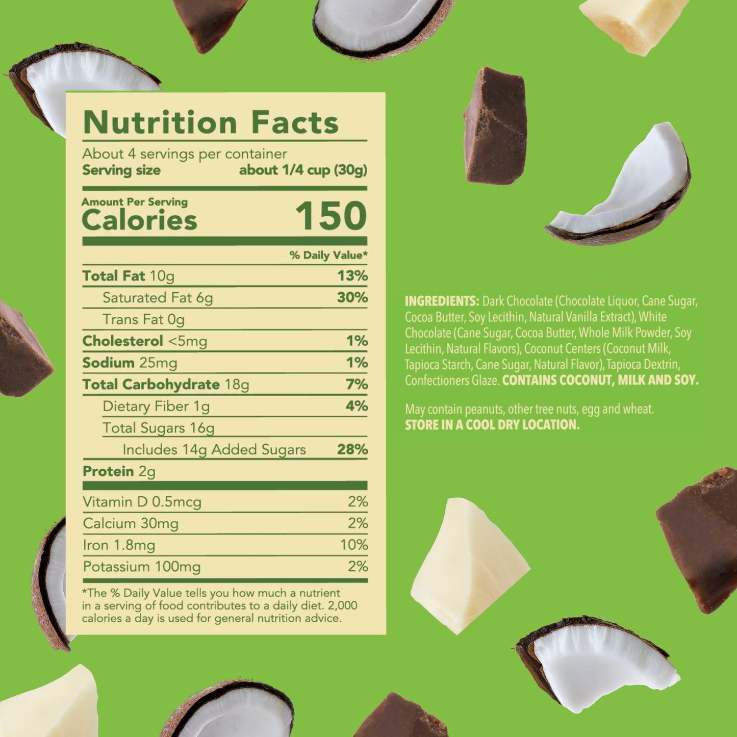 Tru Fru Dark Chocolate Dipped Freeze-Dried Coconut Melts (4.2 Oz), 6-Pack Case