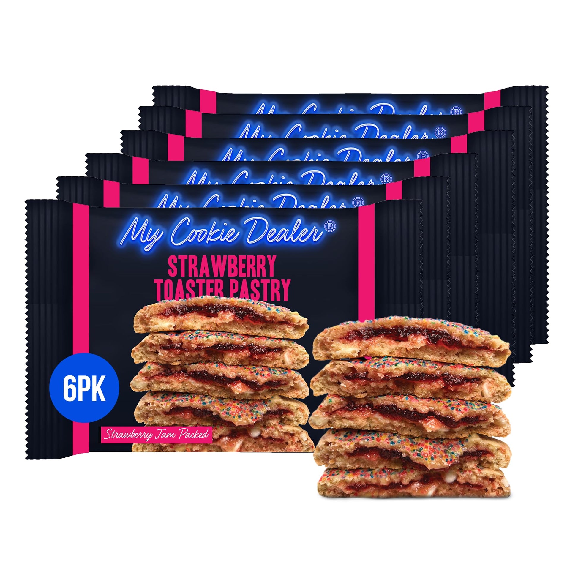 My Cookie Dealer Soft Baked Cookies, Strawberry Toaster Pastry, 6-Pack, Individually Wrapped Snacks