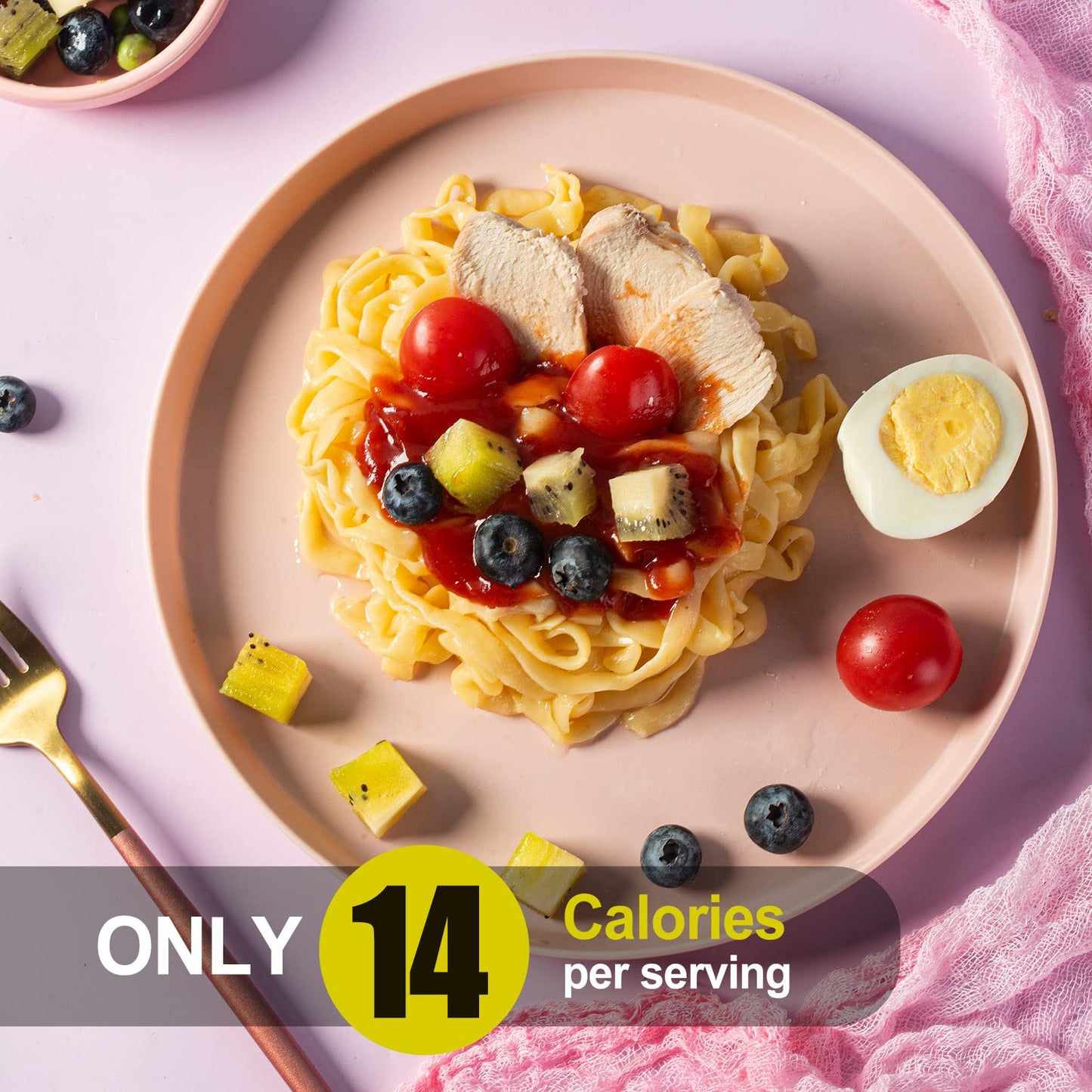 Hethstia Shirataki Noodle Fettuccine Low Calorie, Low-Carb Konjac Pasta Sugar Free, Healthy, Pre-Cooked and Ready to Eat, Keto,