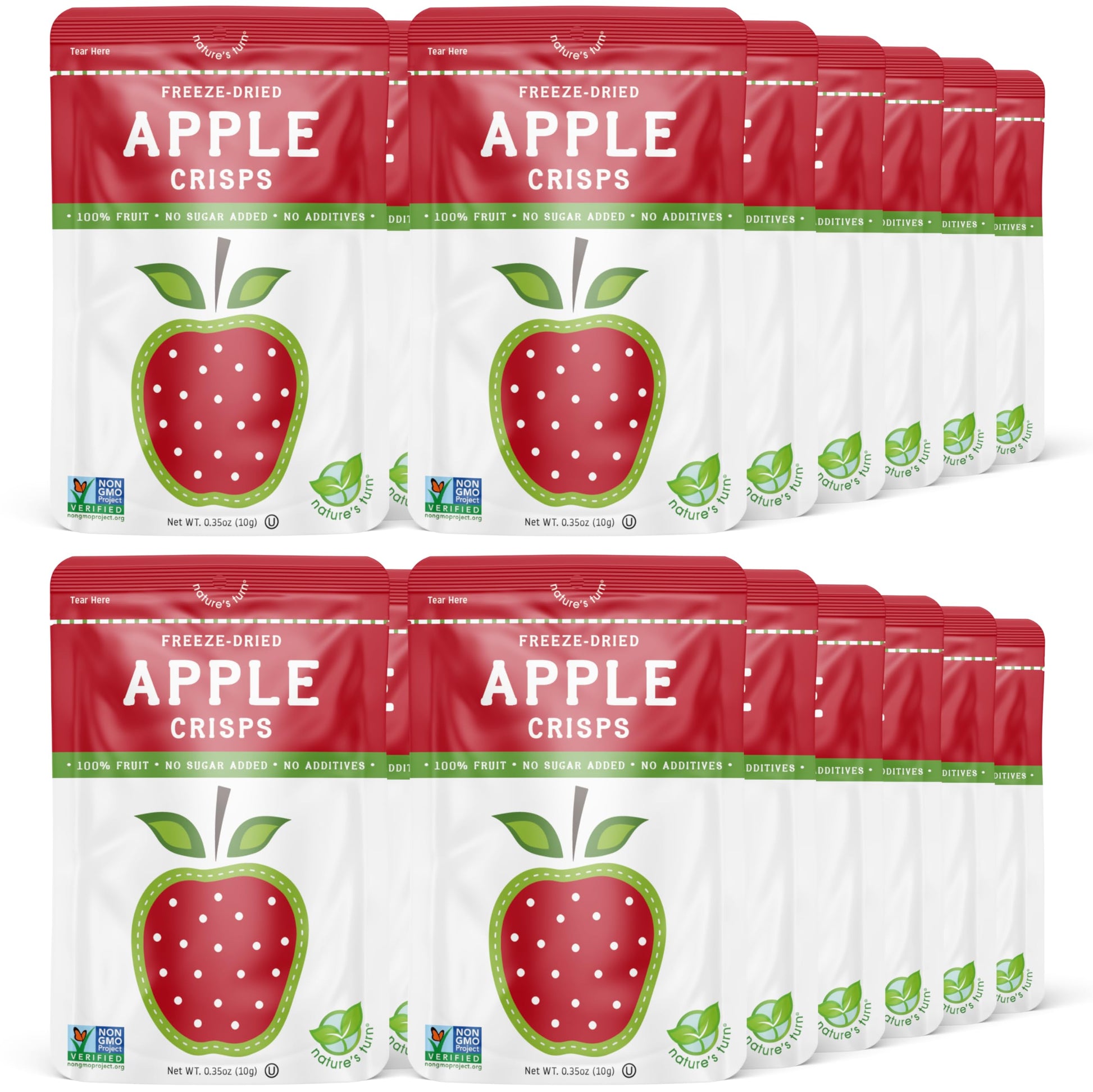 Natures Turn Freeze-Dried Fruit Snacks, Apple Crisps, Pack Of 24 (0.35 Oz Each)