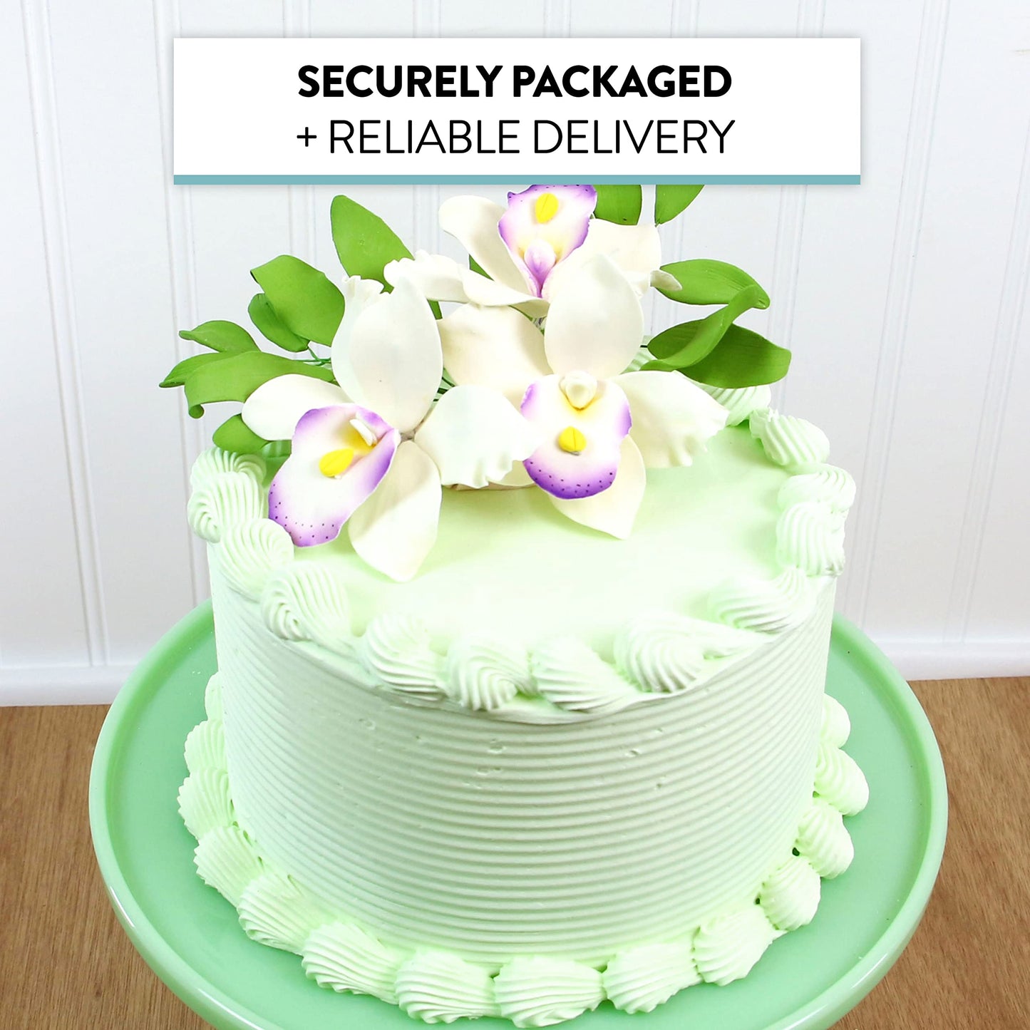 Global Sugar Art Pearly Orchid Sugar Cake Flowers, Large White With Purple, 4 Count By Chef Alan Tetreault