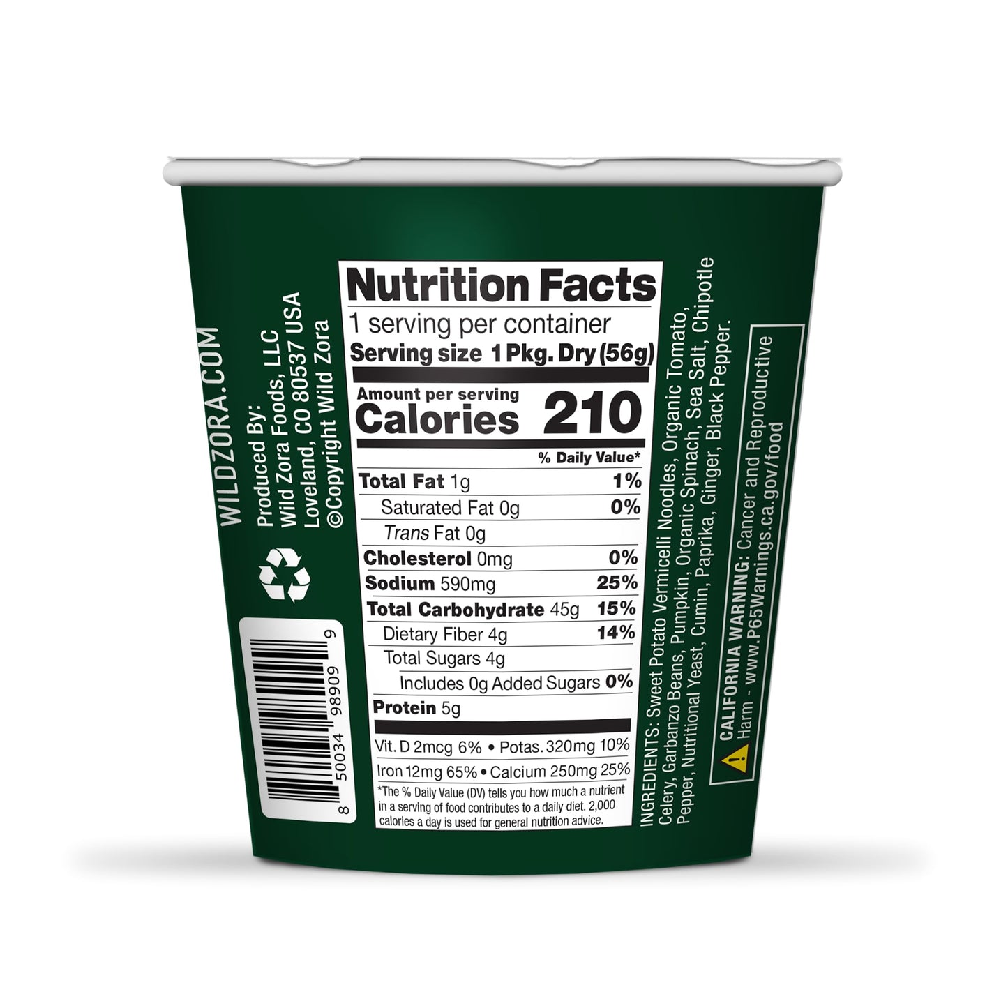 WILD ZORA Vermicelli Noodle Soup - Gluten Free Instant Snack - Vegan - 2 Ounce (Pack of 4)