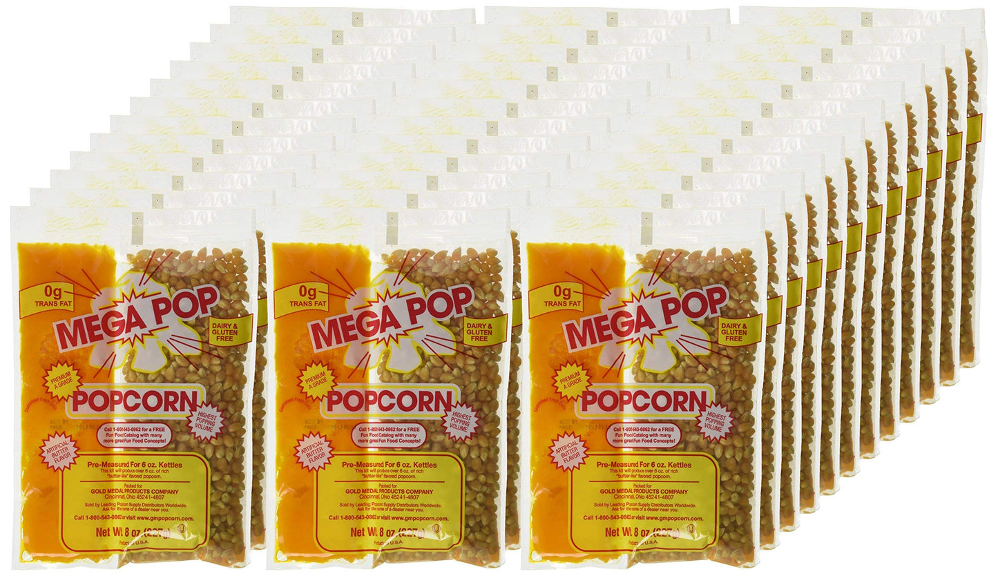 Gold Medal Popcorn Kit - Coconut Flavor, 8oz for 6oz Popper, 36 Count