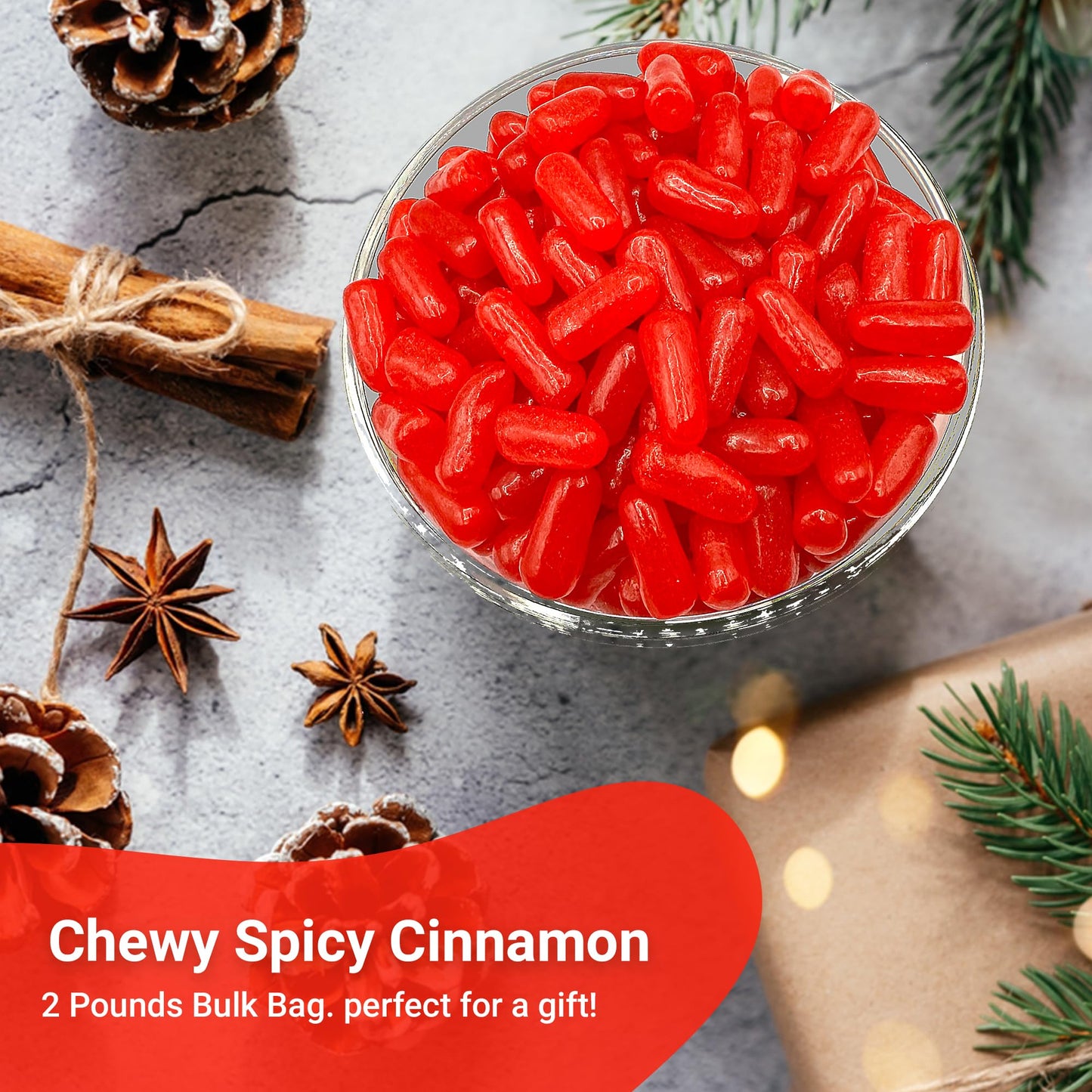 Hot Tamales Fierce Cinnamon Candy - 2 Pound Bulk Bag Spicy Hot Tamales  Chewy Cinnamon Candy  Gluten and Fat Free Red Candies