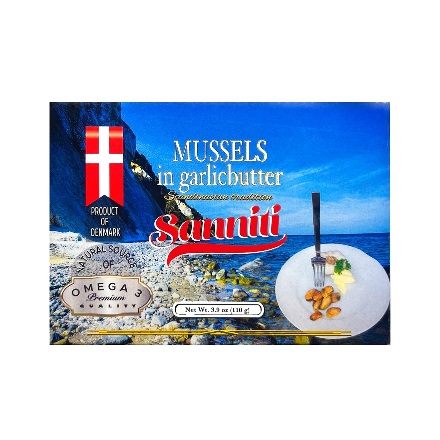 Sanniti Mussels In Garlic Butter, 3.9 Ounce | Natural Source Of Omega 3 | Scandanavian Tradition | Product Of Denmark [Pack Of 3