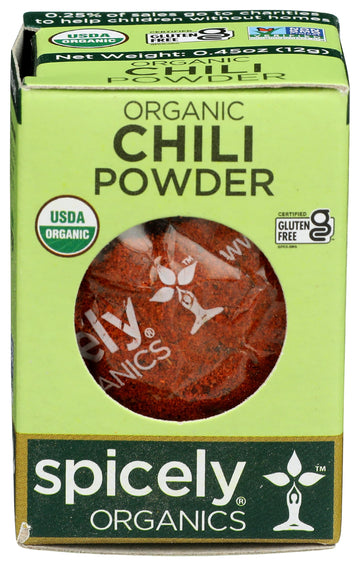 Spicely Organic Chili Powder 0.45 Ounce Ecobox Certified Gluten Free