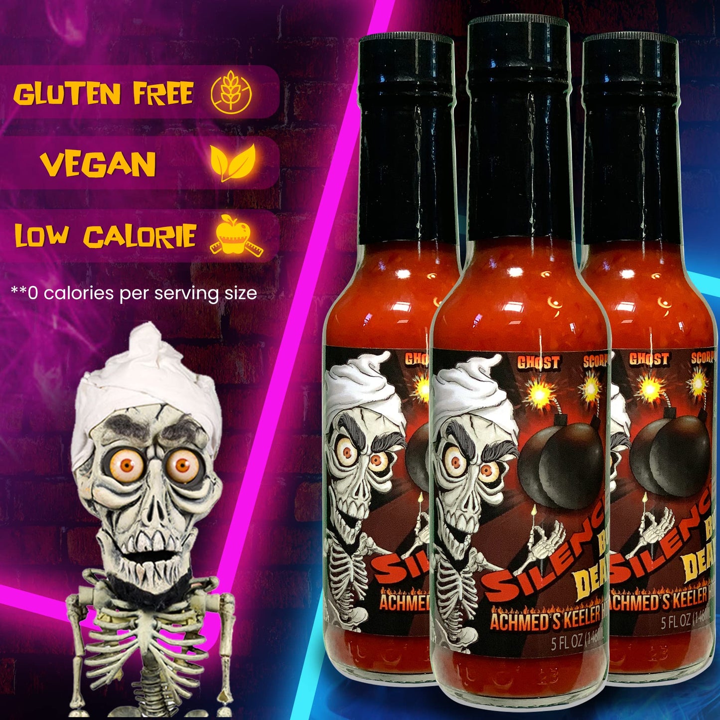 Jeff Dunham - Achmed'S Keeler Hot Sauce With Scorpion, Carolina Reaper, And Ghost Peppers | Super Hot And Spicy Sauce For The Br