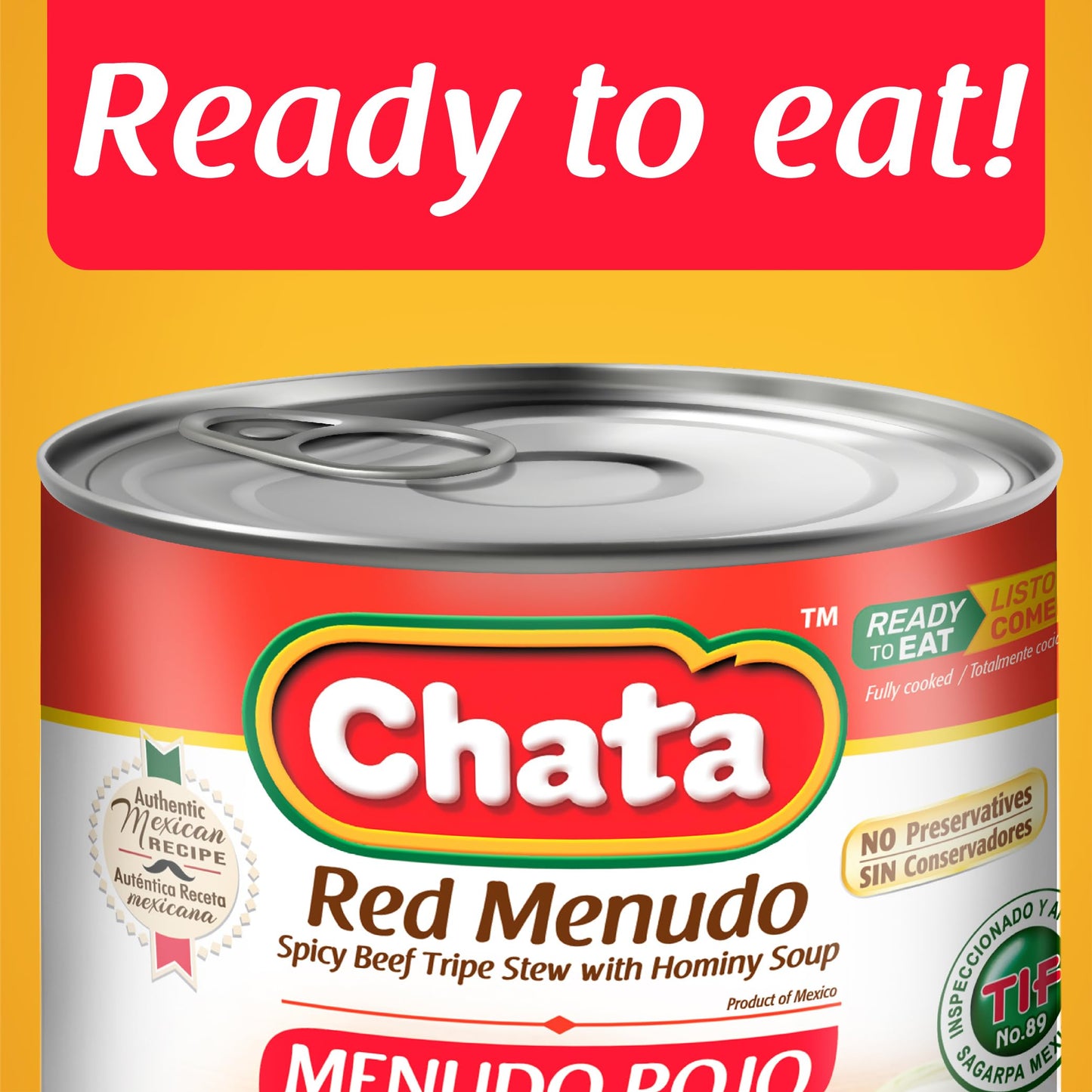 Chata Red Menudo  Beef beef belly Stew with Hominy Corn  25 oz Can  Pack of 3