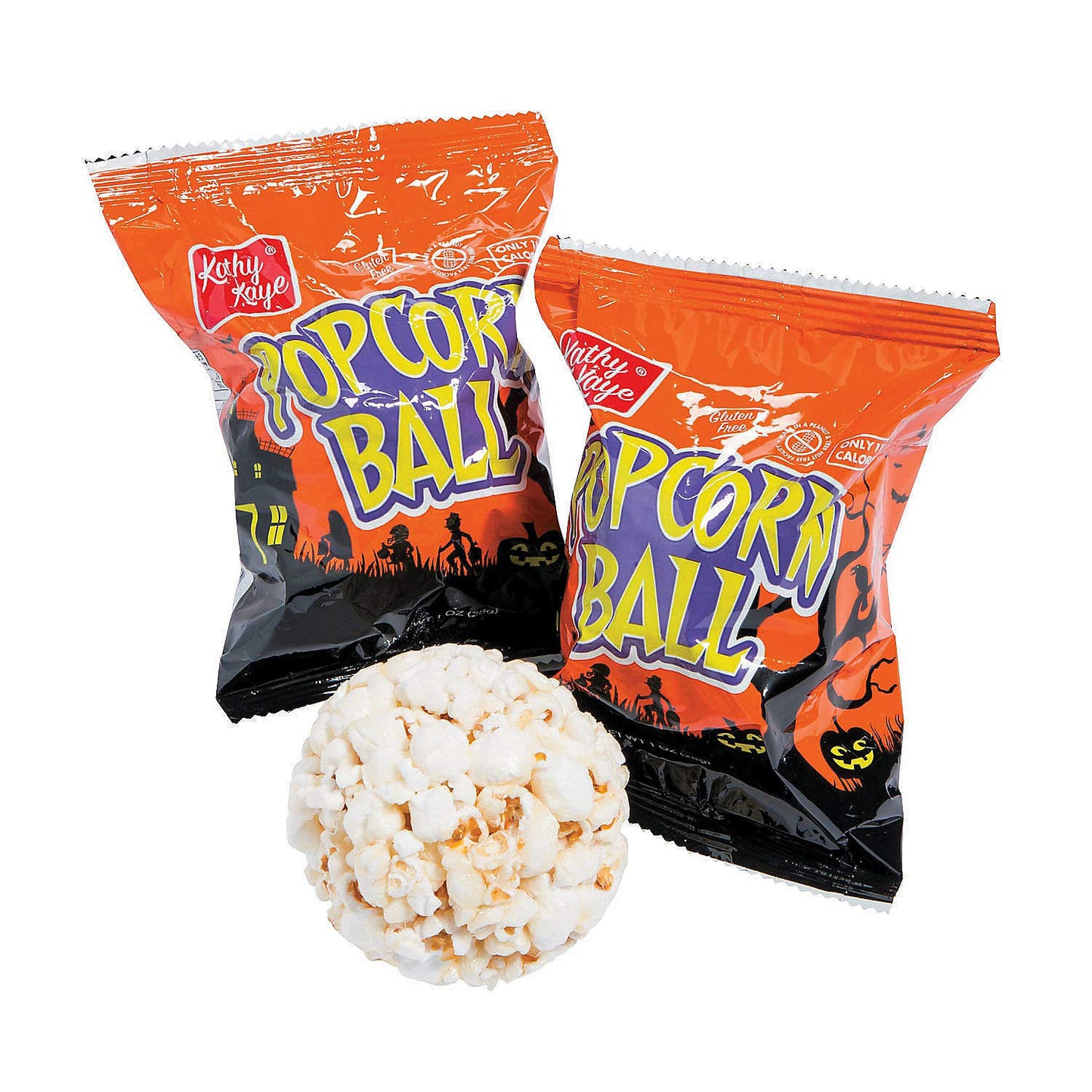 Fun Express Halloween Popcorn Balls - Individually Wrapped Candy Snacks, 16 Ounce (Pack of 1)