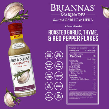 BRIANNAS Marinade Variety Pack - Roasted Garlic Herb, Classic Steak, Citrus Mediterranean - 12 oz Bottles - 3 Pack, Gluten Free