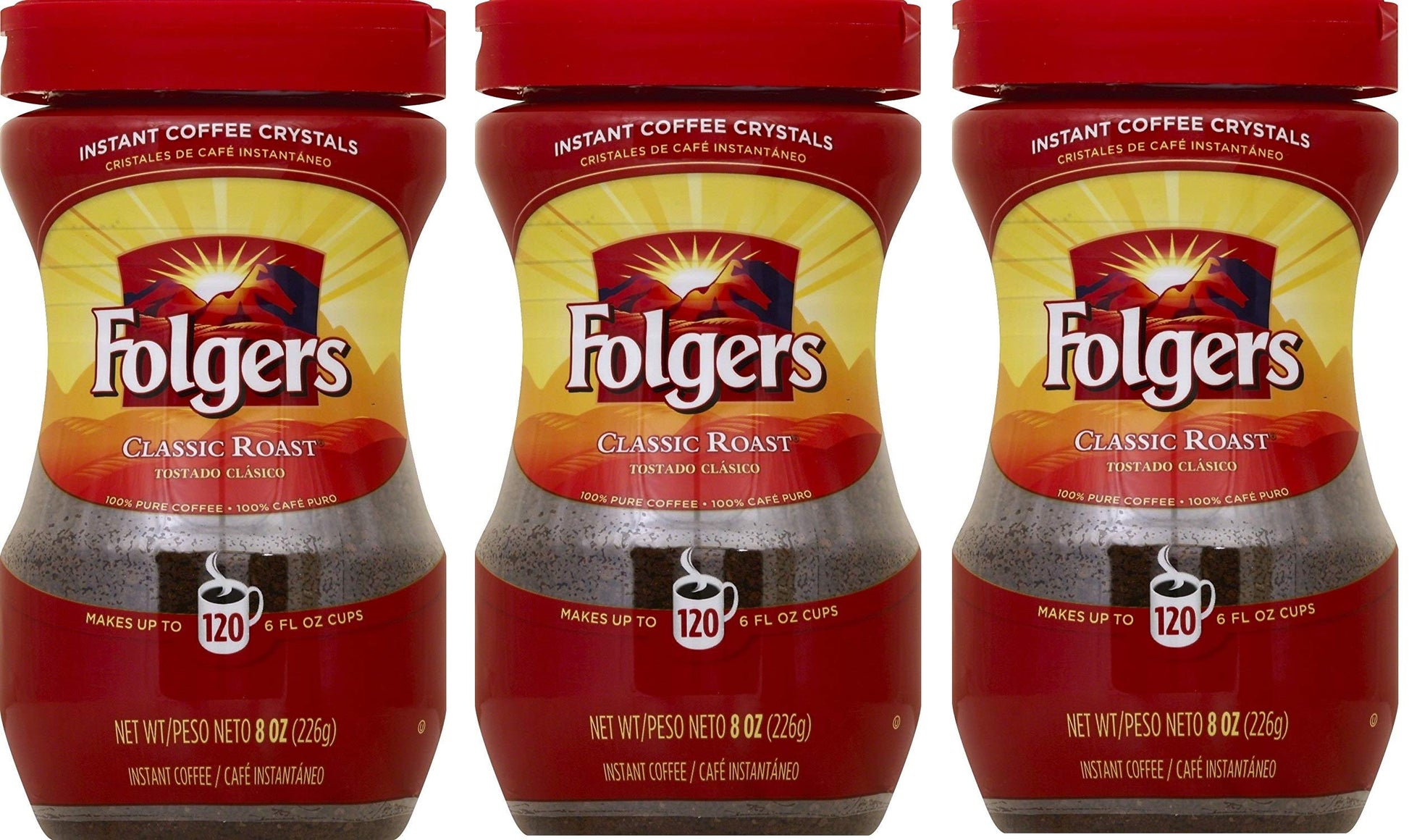 Folgers Instant Coffee Crystals, Classic Roast, 24 ounce