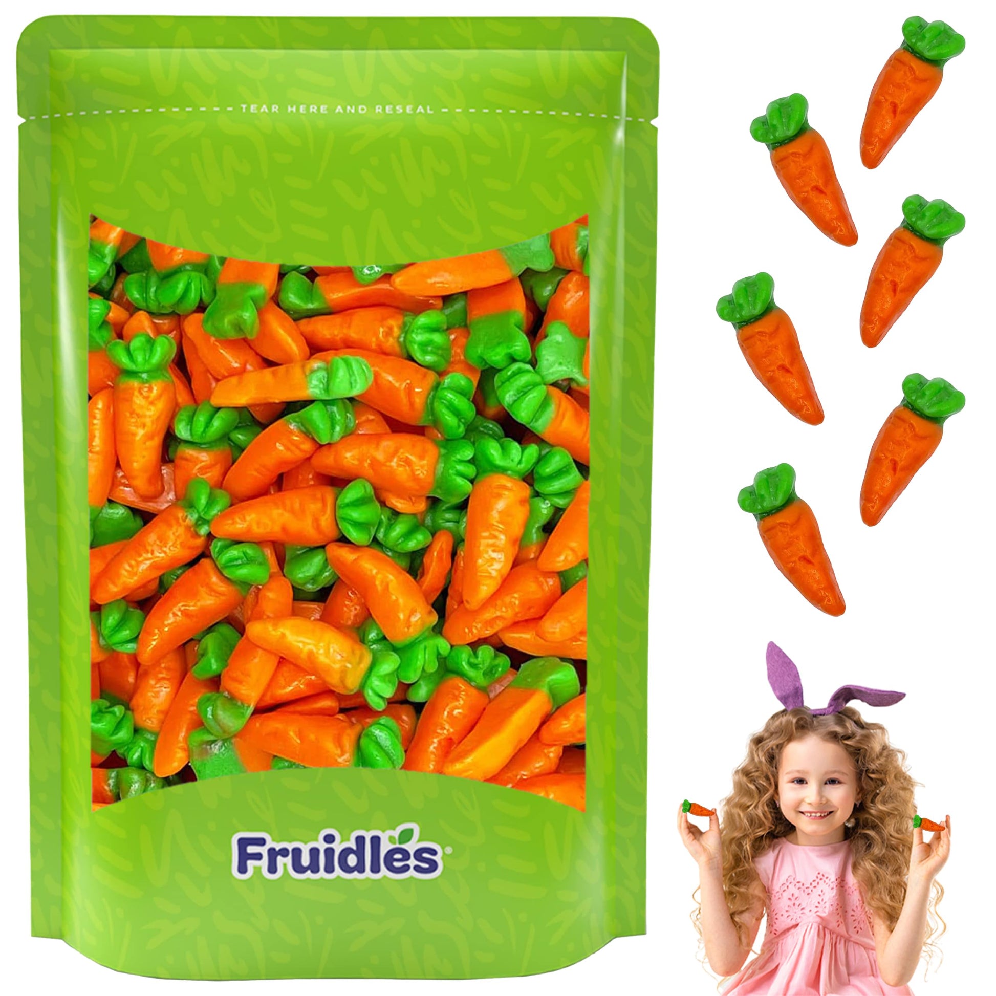 Fruidles Easter Gummi Carrots Candy, Delicious Fruit Flavors Gummies, Soft, Chewy, Fun and Festive Holiday Snacking, Party Favor