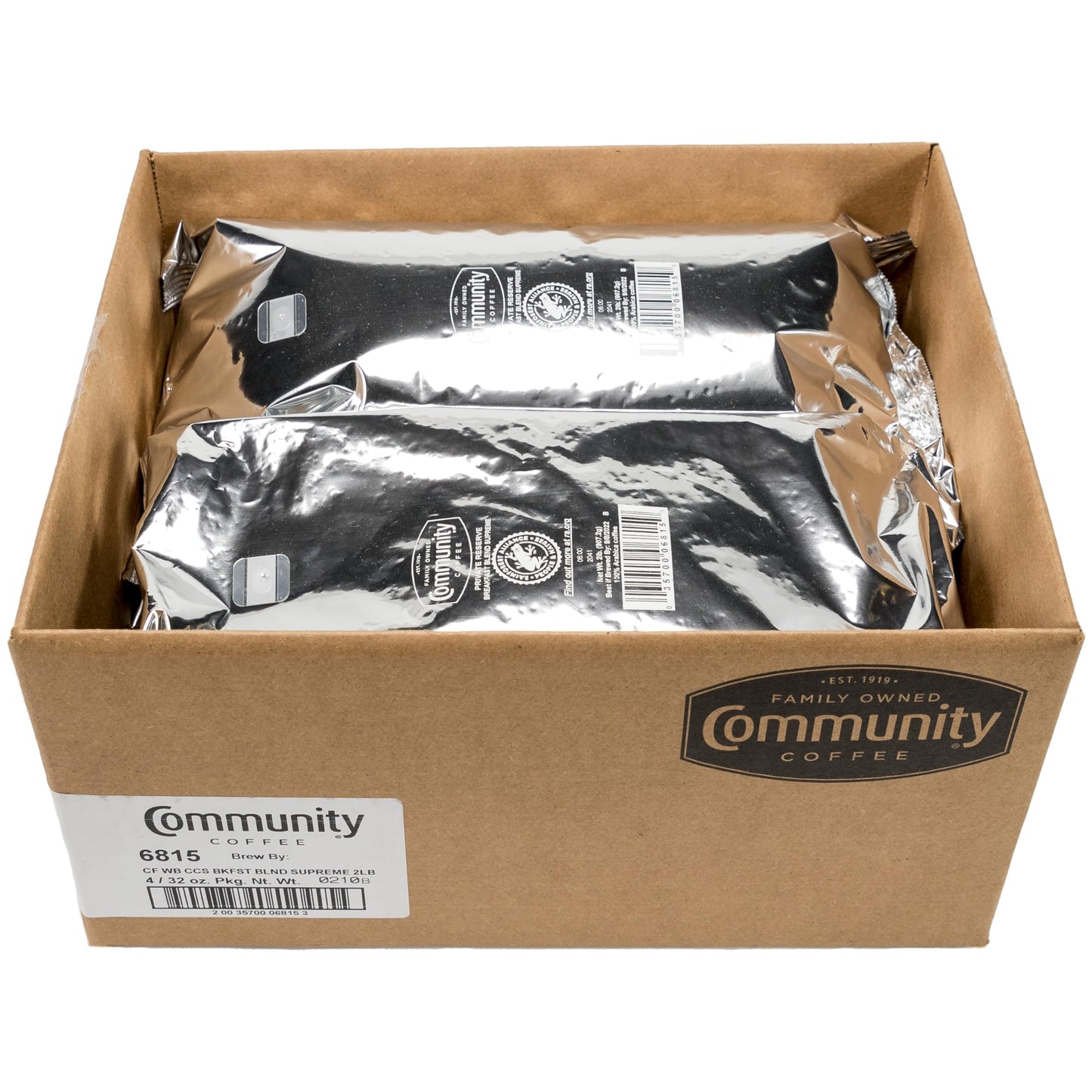 Community Coffee Private Reserve Breakfast Blend Supreme Whole Bean Coffee, Medium Roast, 32 Ounce Bag (Pack Of 4)
