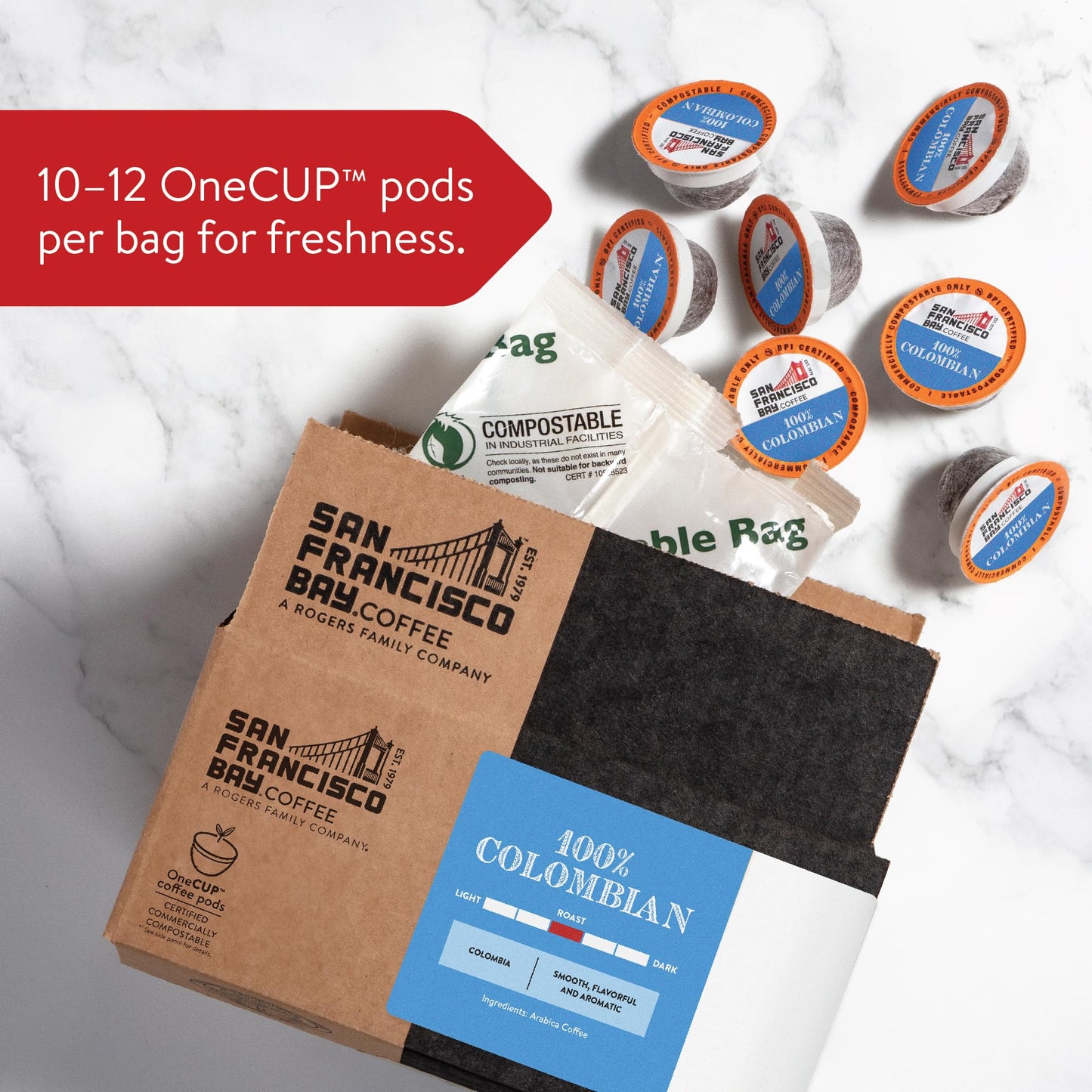 San Francisco Bay Compostable Coffee Pods - 100% Colombian (80 Ct) K Cup Compatible Including Keurig 2.0, Medium Roast
