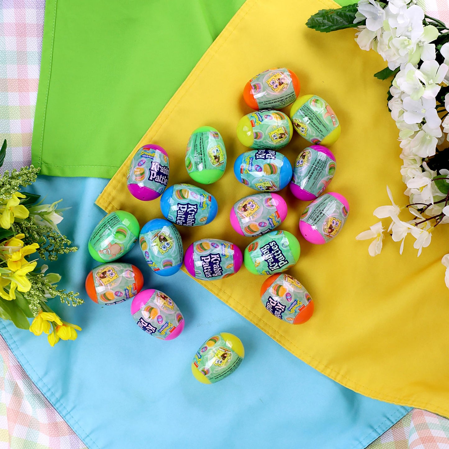 Spongebob Squarepants Krabby Patties Easter Egg Hunt Mix, 16 Plastic Eggs With Gummy Candy, 5 Flavors, 5.08 Oz, Easter Basket Fi