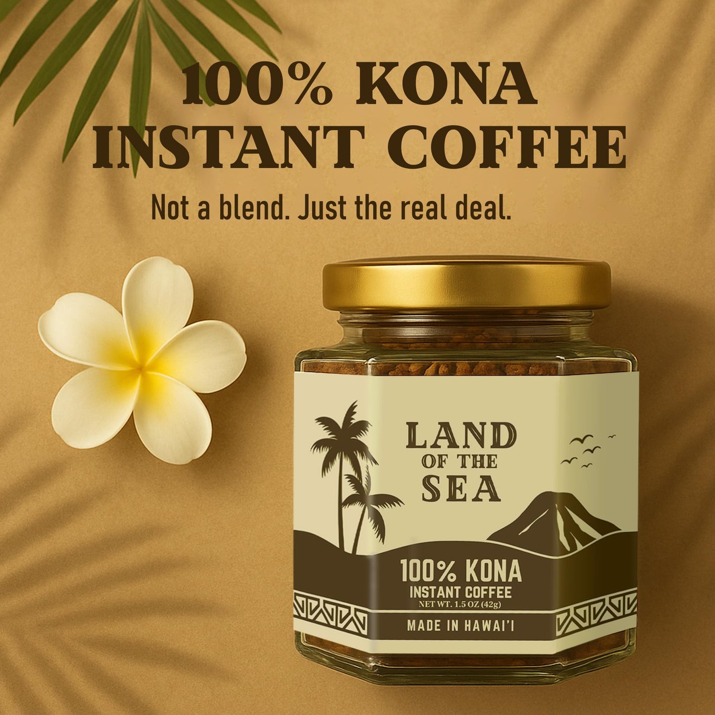 KONA COFFEE 100% - enhanced Freeze Dried Instant Coffee - Low Acid Coffee - Medium Roast Arabica Hawaiian Coffee  1.5oz (1 Pack | 22 Servings)
