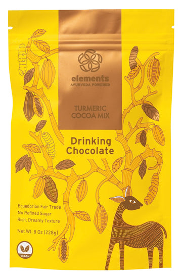 Elements Truffles Turmeric Dark Hot Chocolate -Heavy Metal Tested- All-Natural, Handmade, Dark Hot Chocolate Mix - Uses Ecuadorian, Fair Trade, Organic Cacao Powder - Vegan Hot Cocoa Mix - 8 Oz