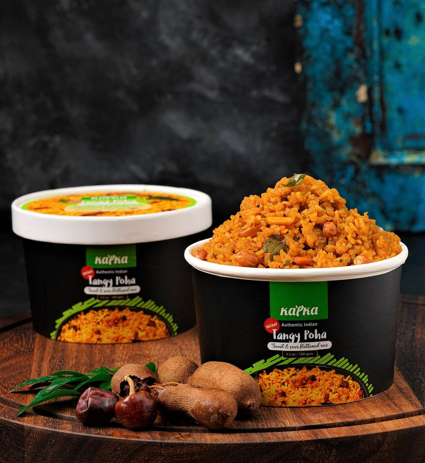 KAPKA Tangy Poha Cups - Vegan Ready-to-Eat Indian Food - 5 Pack - 3.5oz/100g