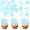 Gyufise 60Pcs Edible Snowflakes Cupcake Toppers - Snowflake Cake Decorations Wafer Paper Sprinkles For Christmas Winter Holiday Theme Party Supplies Blue