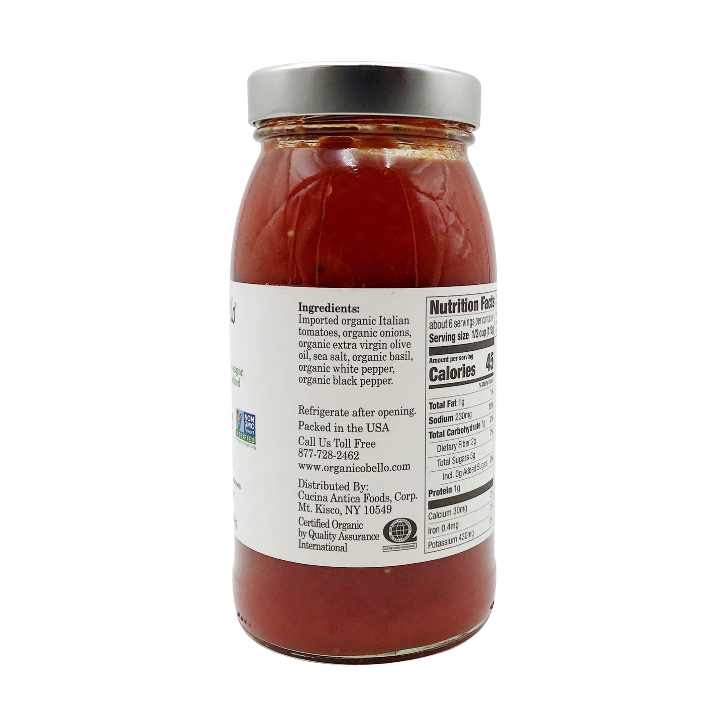 Organico Bello Organic Pasta Sauce Tomato Basil - 25 oz