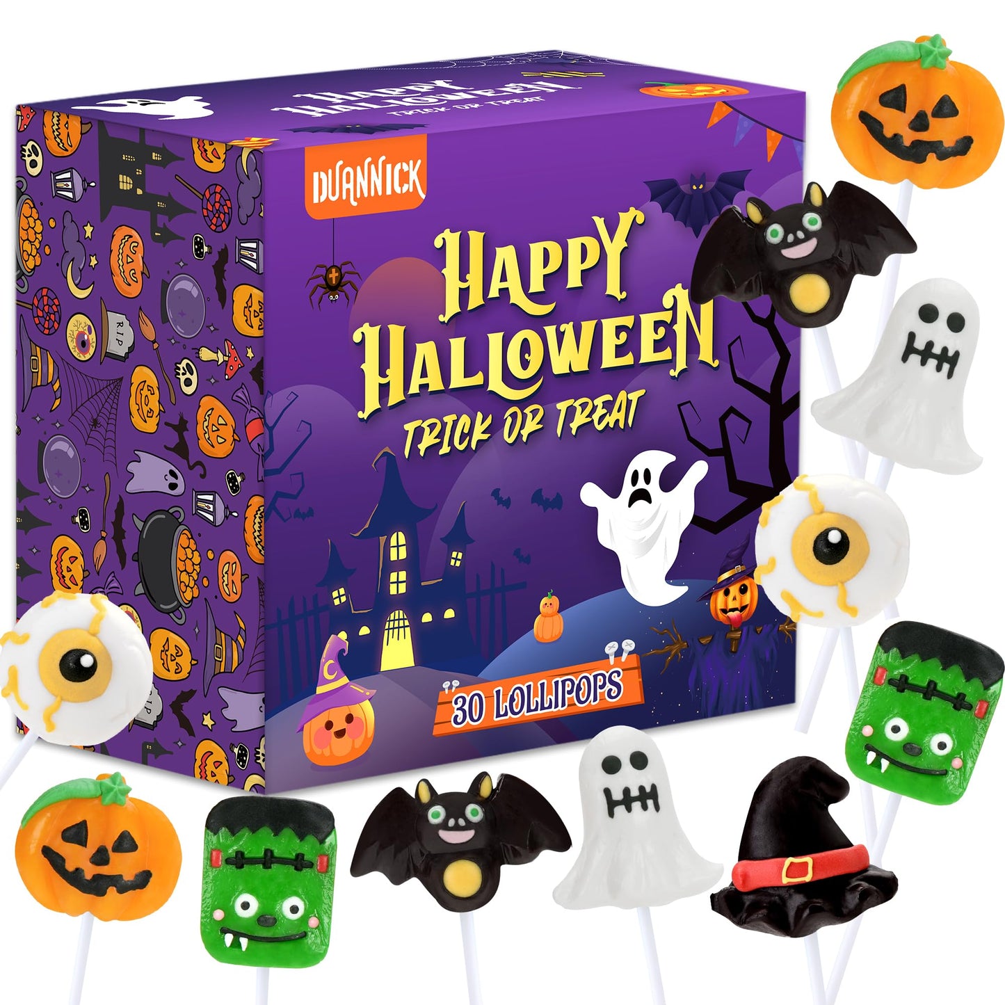 Halloween Candy Bulk 30 Packs, Assorted Halloween Lollipops for Trick or Treating, Party Favors, Classroom Goodie Bags & Holiday