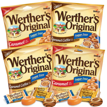 Needzo Sugar Free Caramel Coffee and Original Hard Candies, Bulk Individually Wrapped Gourmet Sugarless Candy Caramels, Pack of 
